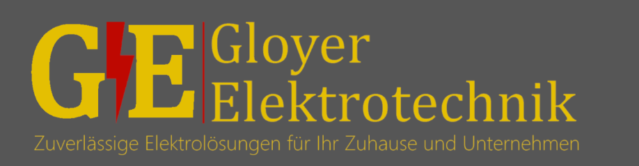 Logo Gloyer Elektrotechnik – Monogramm G E mit rotem Blitz